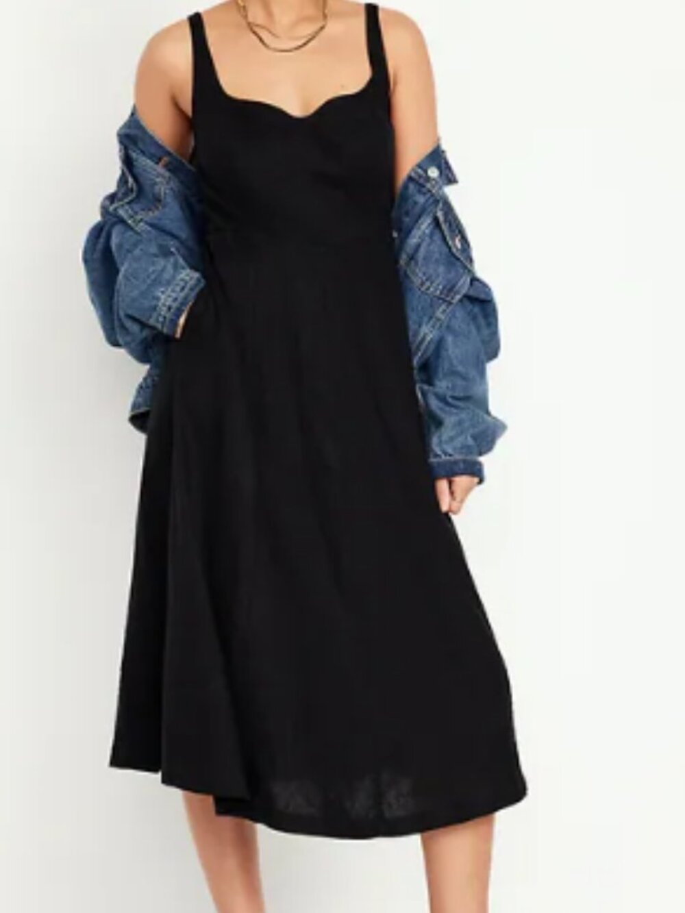 Old Navy - Fit & Flare Linen-Blend Midi Dress